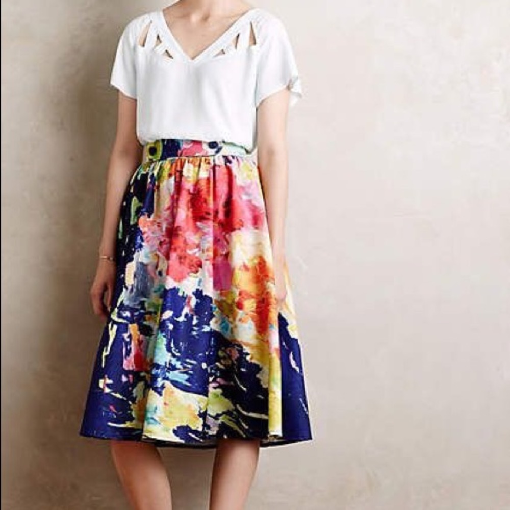 Anthropologie fauvism midi swing skirt